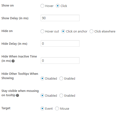 Wordpress Plugin Tooltip Interaction